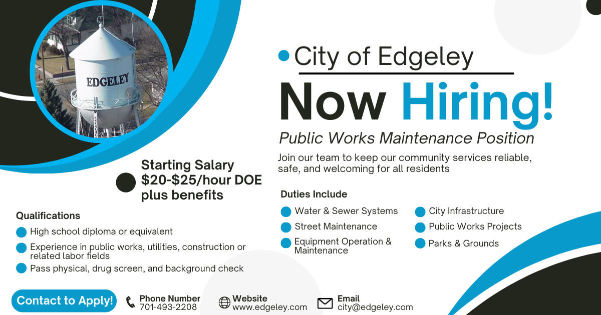 City of Edgeley Job Opening Description