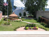 Park Gazebo surrounded by flowers